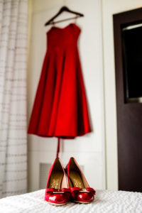 Red Wedding Reception Dress and Shoes