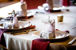wedding reception favors on plates