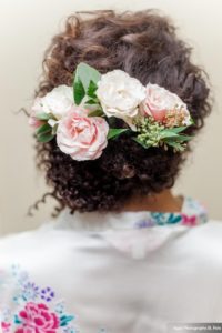 Wedding updo with flowers