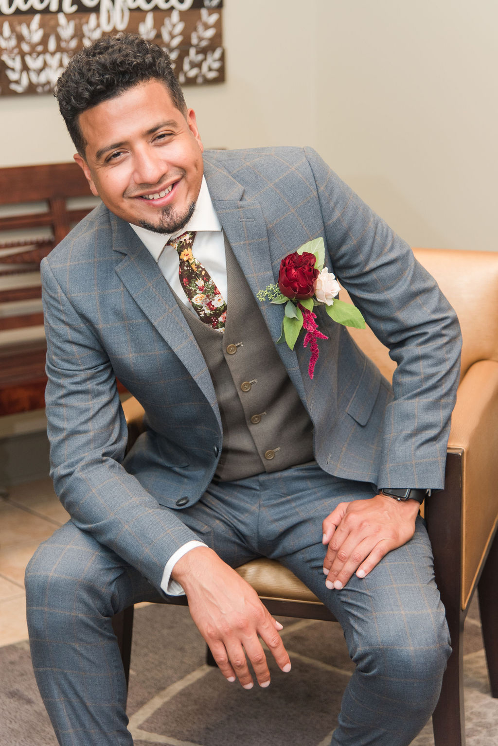 Navy and Burgundy Wedding Groom